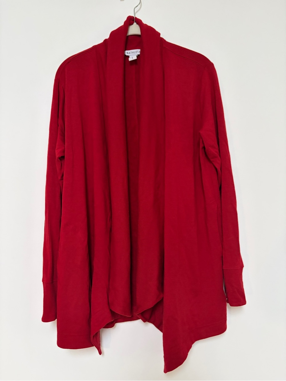 Athleta Open-Front Red Draped Cardigan Dark Red SP